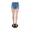 Fashionable high elastic denim shorts with rough edges