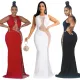 Hollow out perspective floor dragging evening dress sexy women's dress