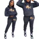 Lettered printed sweater sports loose set