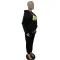 Lettered printed sweater sports loose set