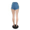 Fashionable high elastic denim shorts with rough edges