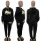 Lettered printed sweater sports loose set