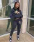 Lettered printed sweater sports loose set