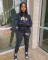 Lettered printed sweater sports loose set
