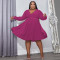 Cross V-neck belt loose knit large dress(have belt)