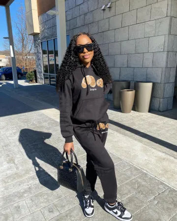 Lettered printed sweater sports loose set
