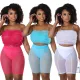 Ruffle suspender top and mesh Pants Set