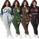 Large letter camouflage print 2-piece set