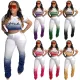 Gradient pleated casual two-piece set