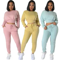 Plush sweater leisure sports 2-piece set