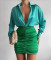 Sexy V-neck two color patchwork Ruffle Dress