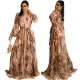 Sexy fashion digital print V-neck dress