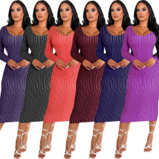 Sexy fashion Stripe Print Dress
