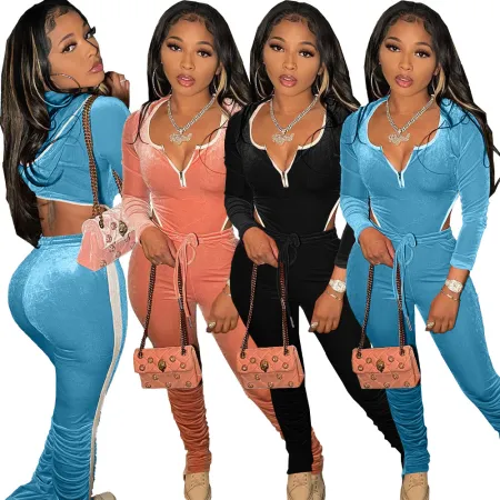 Sexy velvet waistless casual suit