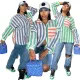 Striped button pockets short front and long back contrast shirt