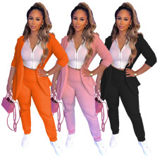 Small suit, two-piece set, fashionable and casual long sleeved pants