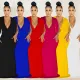 Solid V-neck flow beard sleeveless dress
