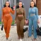 Pleated top pants casual sports two-piece set