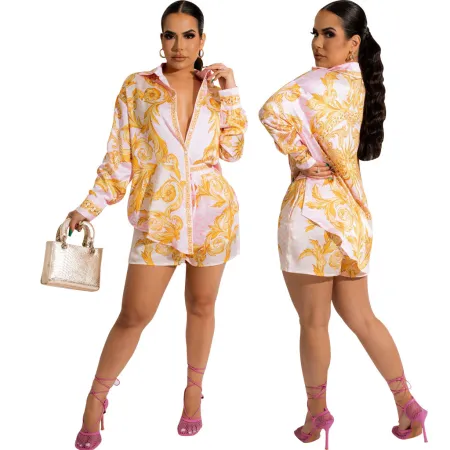 Leisure fashion digital printing two-piece set