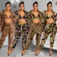 Fashionable collar coat lined pants three piece set