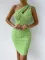 Sexy slant shoulder slim wrap hip skirt