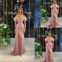 Sequined one shoulder dress