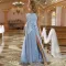 Chest wrap off shoulder split evening dress