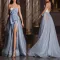 Chest wrap off shoulder split evening dress