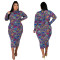 Oversize multicolor print dress