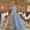 Chest wrap off shoulder split evening dress