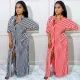 Summer new stripe short sleeve shirt loose dress