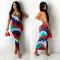 Summer pit Stripe Print tie dyed suspender dress