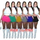 Fashion solid color T-shirt pleated skirt two piece set