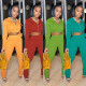 Autumn and winter new fashion hooded zipper solid color two-piece set