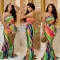 Summer fashion Stripe Print sexy chest wrap skirt two-piece set