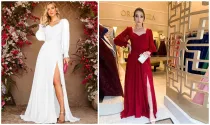 Long sleeve long skirt wedding dress