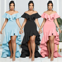 One shoulder long gown dress