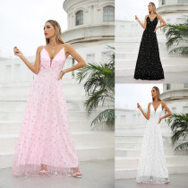Wedding long suspender dress