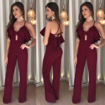 Fashionable suspender sleeveless casual Jumpsuit
