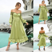 Bubble bead one shoulder dress sexy dress