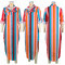 Colorful print stripe button pocket dress