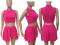 Sleeveless staple short skirt two piece set