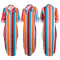 Colorful print stripe button pocket dress