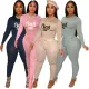 Popular solid color printed casual two-piece set