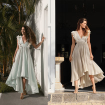 Deep V-neck Chiffon Lace Dress