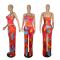 Printed suspender vest wide leg suit