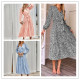Casual long sleeve tied waist print dress