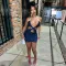 Sexy cross tight suspender denim dress