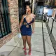 Sexy cross tight suspender denim dress