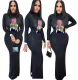 New fashion printed black dress